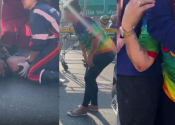 Vídeo mostra filha em pânico vendo a mãe idosa atropelada e com a perna quebrada em Manaus