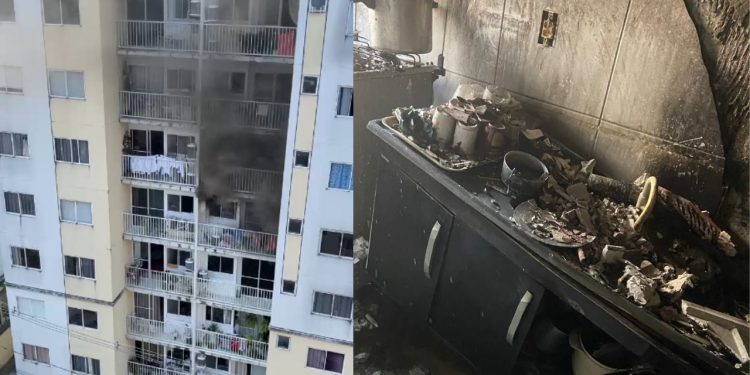 Incêndio deixou apartamento destruído e duas pessoas receberam atendimento por inalarem fumaça no São José