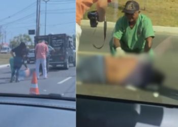 Vídeo mostra vendedor de cocos que morreu após ser atropelado enquanto atravessava a Avenida do Turismo