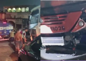 Ao descer a ladeira, ônibus perde o freio e deixa 6 pessoas feridas no Jorge Teixeira