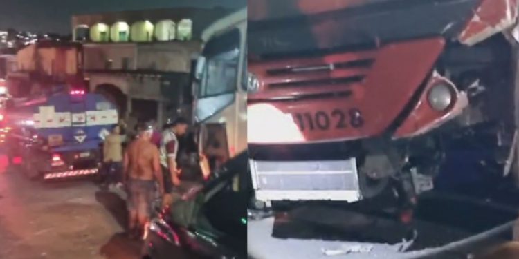 Ao descer a ladeira, ônibus perde o freio e deixa 6 pessoas feridas no Jorge Teixeira