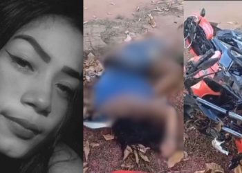 Vídeo mostra jovem morreu após dar 'de cara' no poste enquanto pilotava moto sem capacete no interior do Amazonas