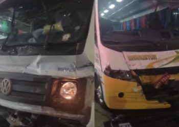 VÍDEO: Colisão entre caminhão e micro-ônibus deixa quatro pessoas feridas no Viver Melhor: "visivelmente bêbado"