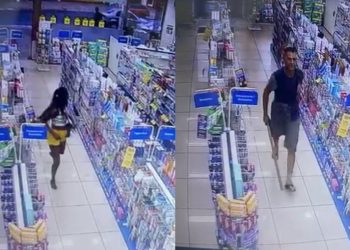 Mulher é espancada com pedaço de madeira dentro de farmácia; veja vídeo