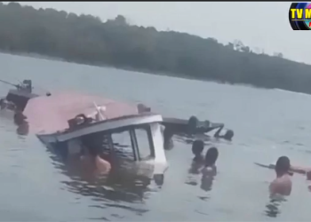 Embarcação com seis pessoas e um bebê naufraga em Parintins no Am