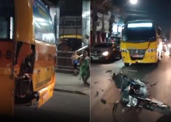 Amarelinhos colidem na avenida Grande Circular e dois motoqueiros são atingidos: "disputando corrida"