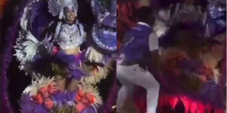 Um vídeo divulgado nas redes sociais mostra o momento em que Thaísa Brasil, porta-cores da Ciranda Flor. Vídeo