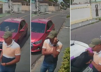 Um homem, ainda não identificado, foi flagrado por uma câmera de segurança furtando equipamentos avaliados. Homem