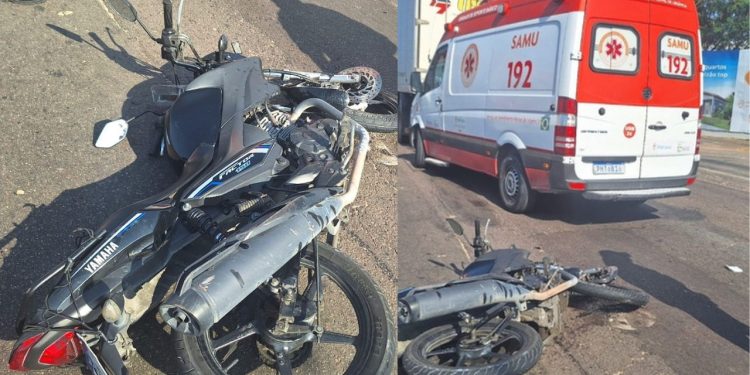 Um motociclista de aplicativo e uma passageira escaparam da morte após se envolverem em um acidente com. Motociclista