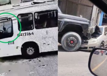 As imagens de uma câmera de segurança mostram o exato momento em que duas crianças, entram no ônibus da. Vídeo