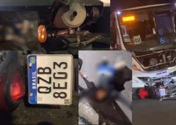 Um motoqueiro e o garupa, que não tiveram os nomes divulgados, morreram após colisão com um micro-ônibus. Motoqueiro