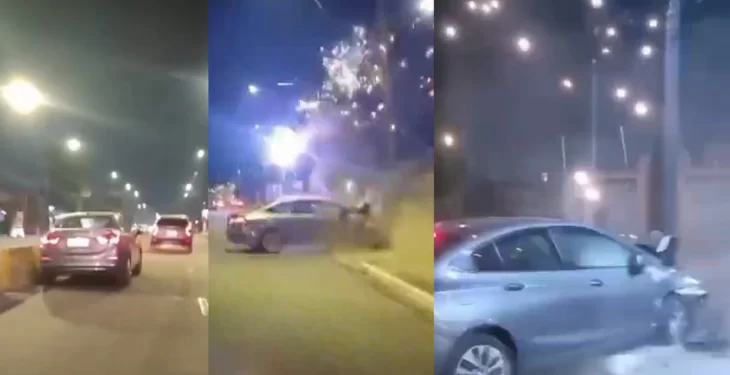 Motorista embriagado causa acidente e colide em poste no Parque das Laranjeiras
