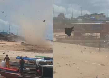 Vídeo: nuvem de poeira se forma durante vendaval na Manaus Moderna