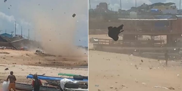 Vídeo: nuvem de poeira se forma durante vendaval na Manaus Moderna