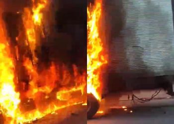 Vídeo: Caminhão em chamas deixa homem ferido no Santa Etelvina