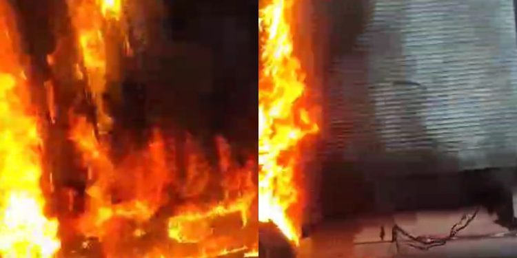 Vídeo: Caminhão em chamas deixa homem ferido no Santa Etelvina