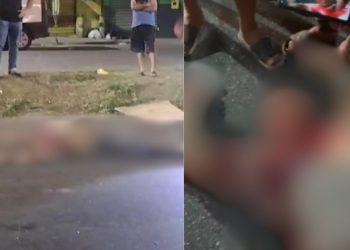 Vídeo mostra homem estirado no chão após morrer a tiros durante a madrugada em Manaus