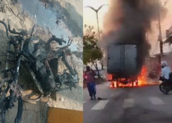 Vídeo: Motociclista fica com queimaduras de 3º grau em acidente em Manaus