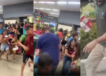 Crianças são filmadas roubando produtos de supermercado em Manaus; funcionário foi agredido