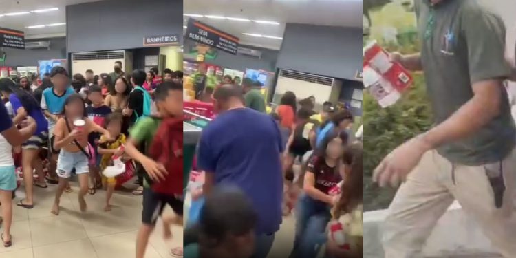 Crianças são filmadas roubando produtos de supermercado em Manaus; funcionário foi agredido