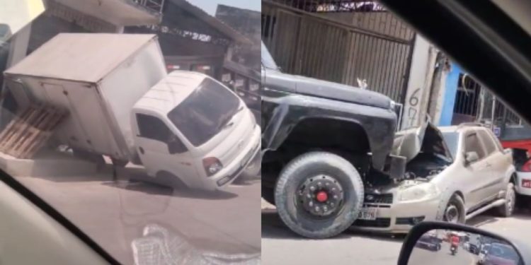 Motorista quebra o braço em acidente após crianças puxarem o freio de mão em Manaus