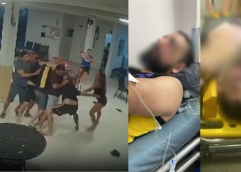 Câmera de condomínio em Manaus registra pancadaria entre moradores; homem ficou desfigurado