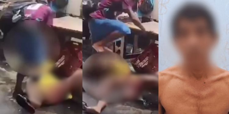 Vídeo mostra peixeiro chutando rosto de moradora de rua no interior do Amazonas