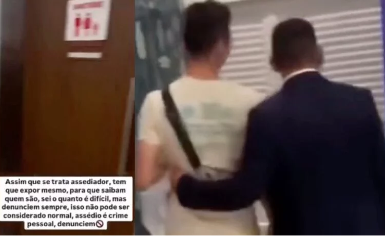 Vídeo: Homem suspeito de assediar outro homem é expulso do banheiro de shopping em Manaus