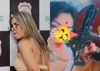Blindada que ostentava submetralhadora nas redes sociais morde policial ao ser presa em Manaus