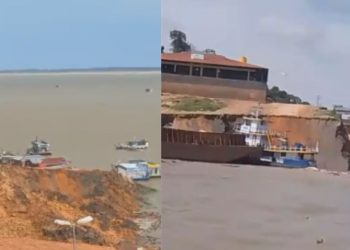 Vídeo: Pai procura pelo filho de 6 anos que desapareceu no desbarrancamento em Manacapuru