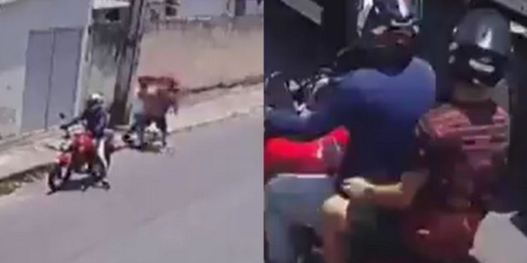 Câmera registra idosa sendo agredida na frente do neto durante assalto em Manaus