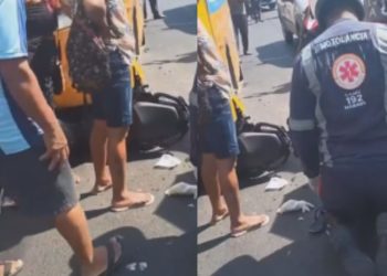 Acidente envolvendo 'Amarelinho' deixa motociclista ferido na zona leste de Manaus; vídeo