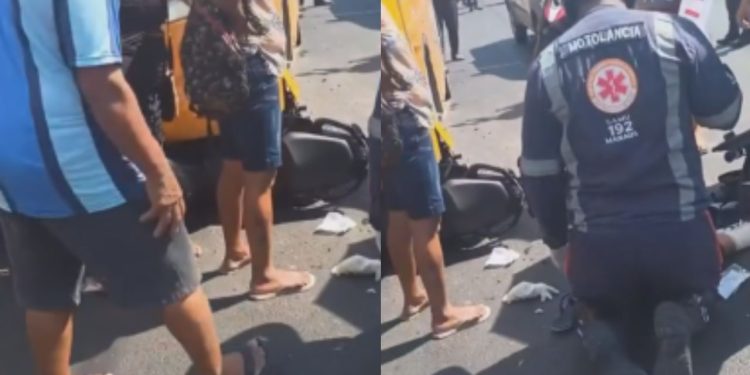 Acidente envolvendo 'Amarelinho' deixa motociclista ferido na zona leste de Manaus; vídeo