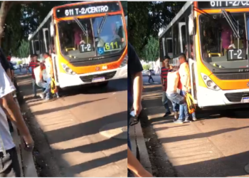 Vídeo: homem tenta roubar linha 611 e leva porrada dos passageiros em Manaus