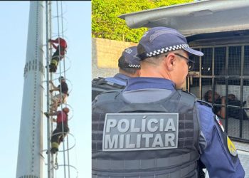 Homem tenta roubar fiação e acaba preso por horas em torre de telefonia na Ponta Negra