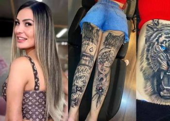 Andressa Urach provoca polêmica ao exibir tatuagens com símbolos cristãos 