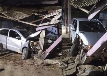 De madrugada, motorista desvia de dente de dragão e invade floricultura em Manaus