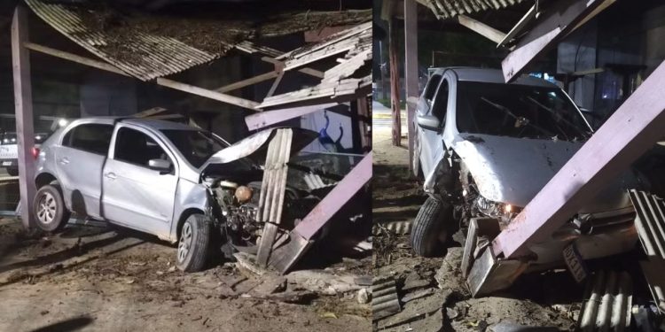 De madrugada, motorista desvia de dente de dragão e invade floricultura em Manaus