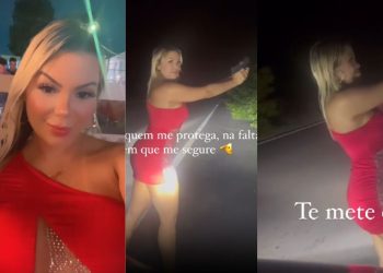 Vídeo mostra blogueira de Manaus armada e atirando para o alto