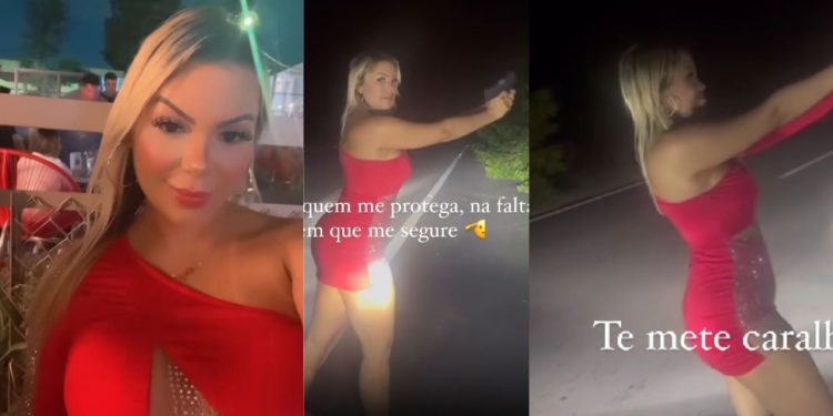 Vídeo mostra blogueira de Manaus armada e atirando para o alto