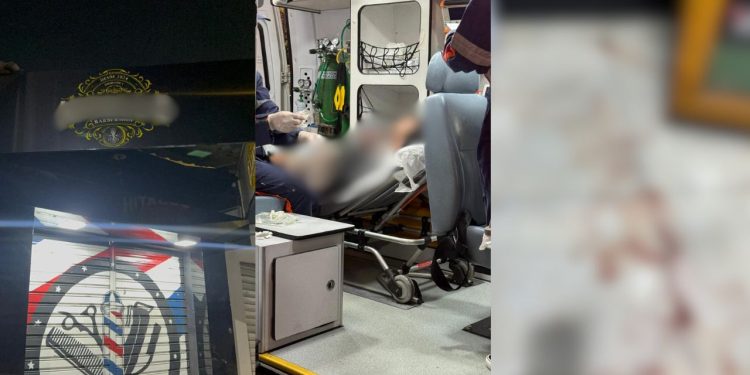 Cliente de barbearia é socorrido após ser baleado enquanto cortava o cabelo em Manaus