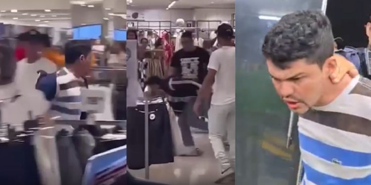 Vídeo mostra homem que se m@sturb0u na frente de criança sendo agredido em shopping de Manaus