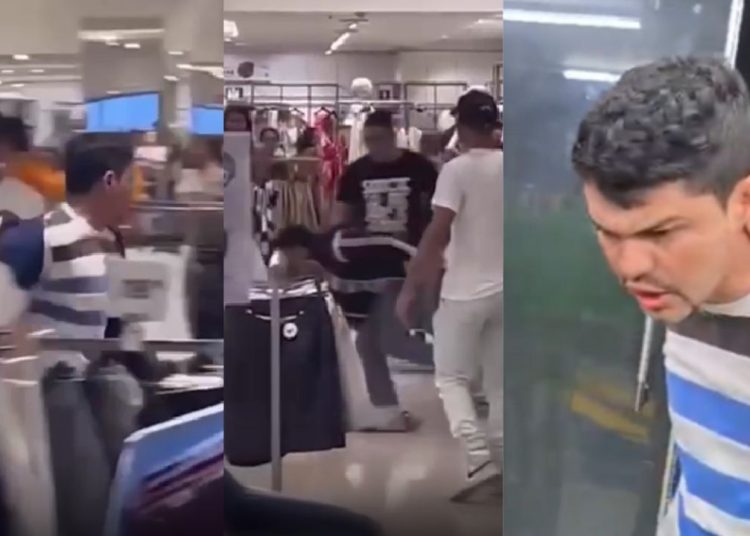 Vídeo mostra homem que se m@sturb0u na frente de criança sendo agredido em shopping de Manaus