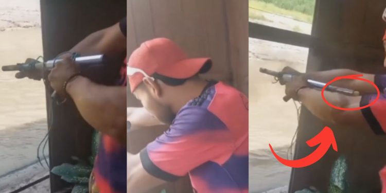 Vídeo mostra momento em que homem dá tiro acidental em si mesmo no Amazonas