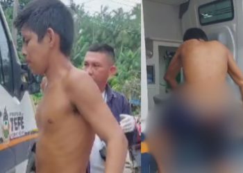 Bandido leva tiro certeiro no 'fiofó' por roubar no interior do Amazonas