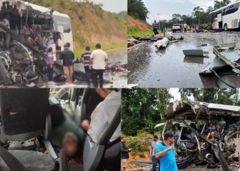 Vídeo forte: acidente entre ônibus e carreta deixa mortos e vários feridos na AM-010