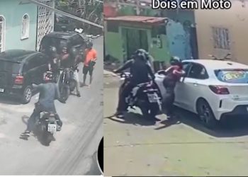Vídeos: assaltantes em moto são flagrados roubando motoristas de app e passageiros no Petrópolis