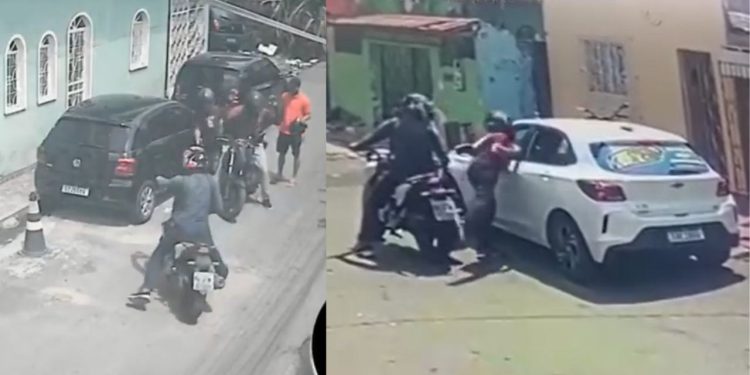 Vídeos: assaltantes em moto são flagrados roubando motoristas de app e passageiros no Petrópolis