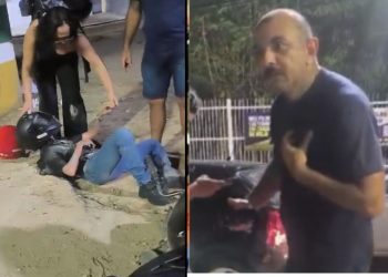 Vídeos: supostamente bêbado, policial atira em moto e entregadora fica ferida em Manaus