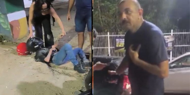 Vídeos: supostamente bêbado, policial atira em moto e entregadora fica ferida em Manaus